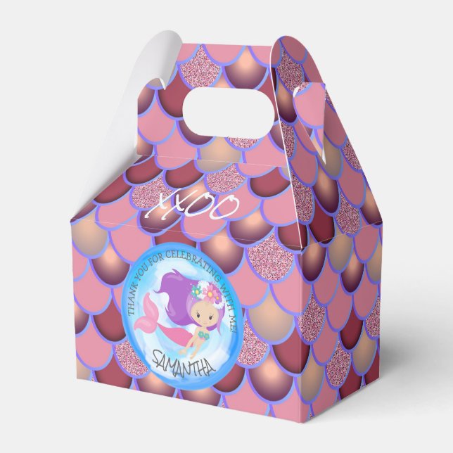 Mermaid Sea Purple Pink Scales Obrigado Caixa de F (Frente)