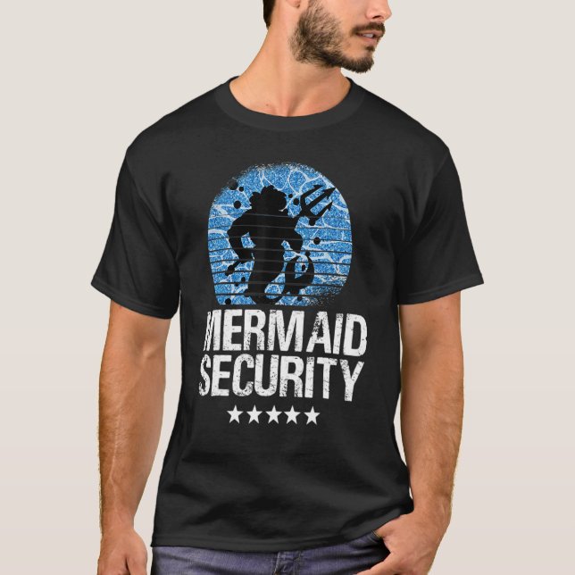 Mermaid Security Camisetas Mens Boys Swimmer Pai M (Frente)