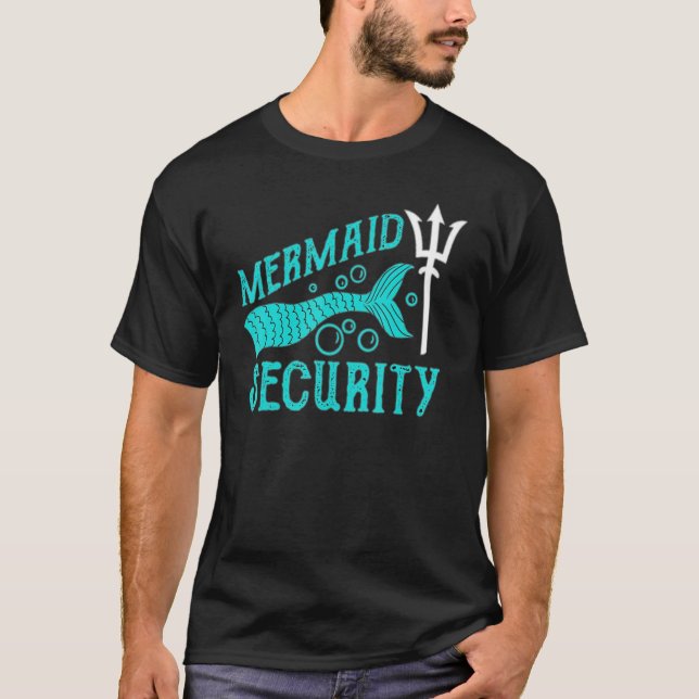 Mermaid Security Camisetas Mens Boys Swimmer Pai M (Frente)