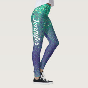 Mermaid Sparkle Scales Aqua leggings corrida NAME