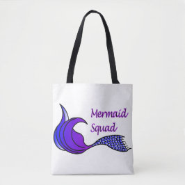 Mermaid Squad rabo roxo em uma bolsa de tosta