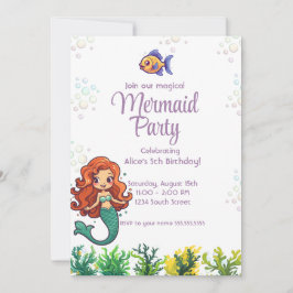 Mermaid Tail Sob Convite De Aniversário Do Mar