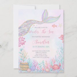 Mermaid Tail Sob O Convite De Aniversário Do Mar