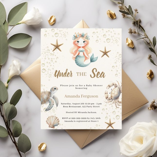 Mermaid Under the sea Baby Shower invitation (Criador carregado)