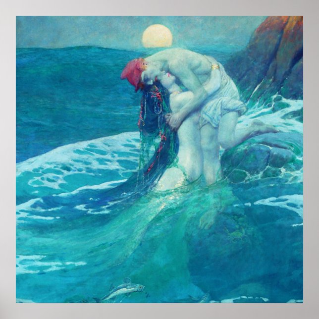 Mermaid Vintage Blue 1 Poster (Frente)