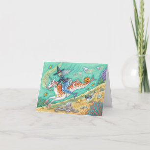 MERMAID WITCH, HALLOWEEN MERHORSE NOTE CARTÃO Vazi