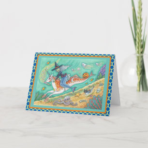 MERMAID WITCH, UNICORN FANTASY GREETING CARTÃO Ve