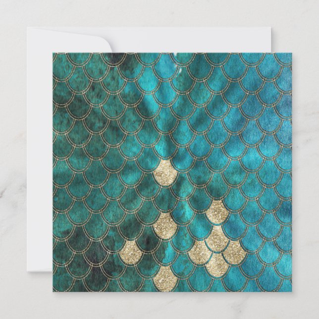 Mermaidescalas verdes aqua com brilho dourado (Frente)