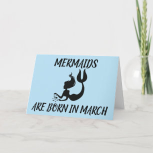 MERMAIDS AR NASCER EM MARÇO CARTÕES DE ANIVERSÁRIO