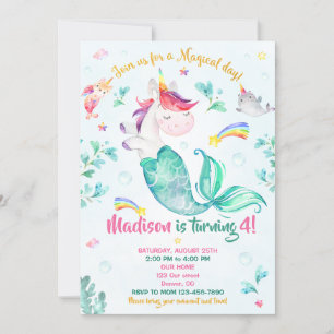 Mermicorn convite de aniversário Girl Magazine