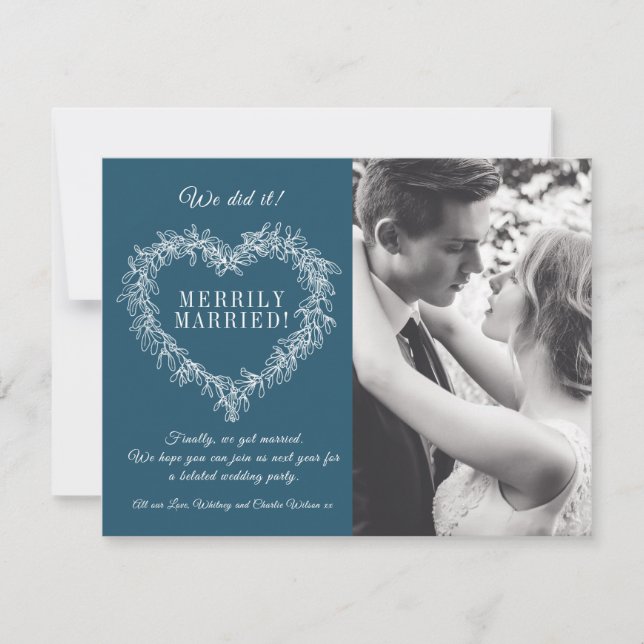 Merrily casada, azuis, coração, Natal (Frente)