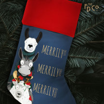 "Merrily" Engraçado Ovelha Donkey Llama Azul