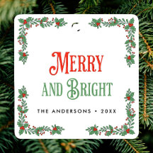 Merry And Bright Moderno Floral de Natal Elegante