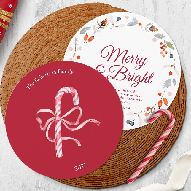 Merry & Bright Christmas Card with Candy Cane (Criador carregado)