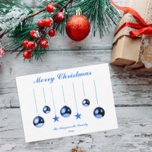 Merry Christmas blue decoration with blank back