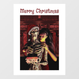 Merry Christmas. Funny skeleton Window Cling