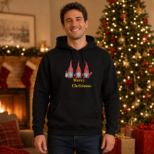 Merry Christmas Gnomes Suéter Preto com Capuz para