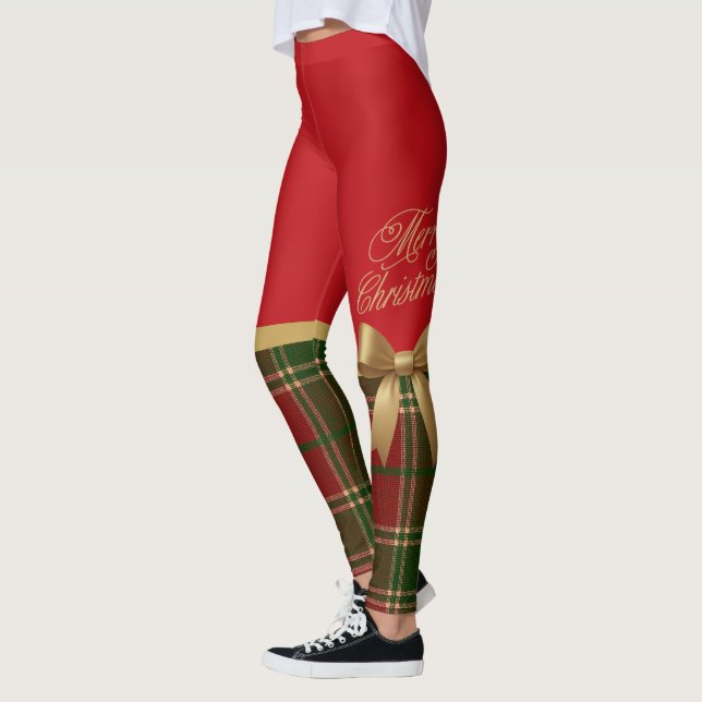 Merry Christmas Gold Bow Leggings (Esquerda)