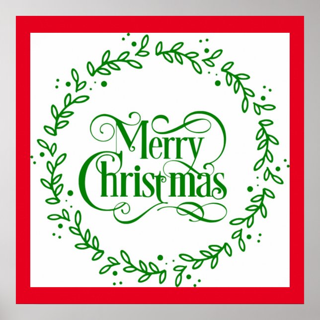 MERRY CHRISTMAS GREEN WREATH POSTER (Frente)