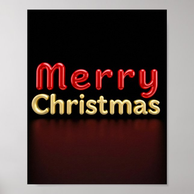 Merry Christmas Luxury Typography Poster Paper 02 (Frente)