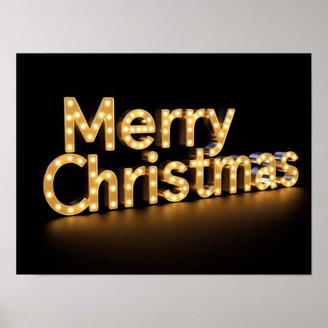 Merry Christmas Luxury Typography Poster Paper H03 (Frente)
