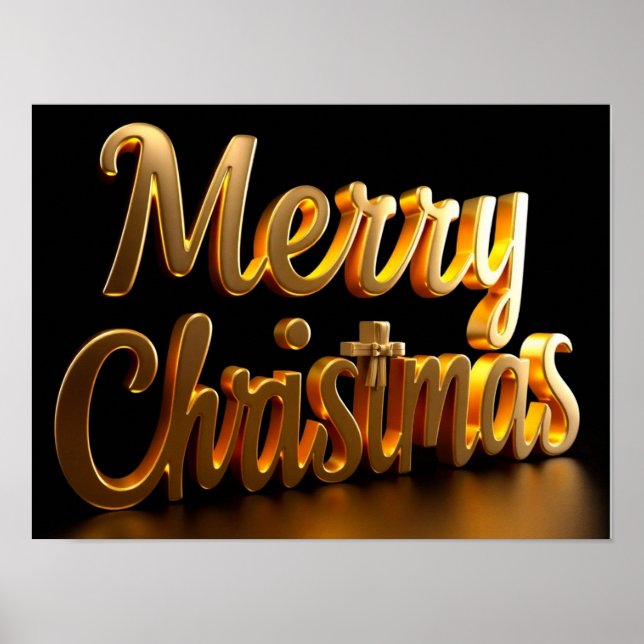 Merry Christmas Luxury Typography Poster Paper H04 (Frente)