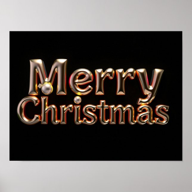 Merry Christmas Luxury Typography Poster Paper H12 (Frente)