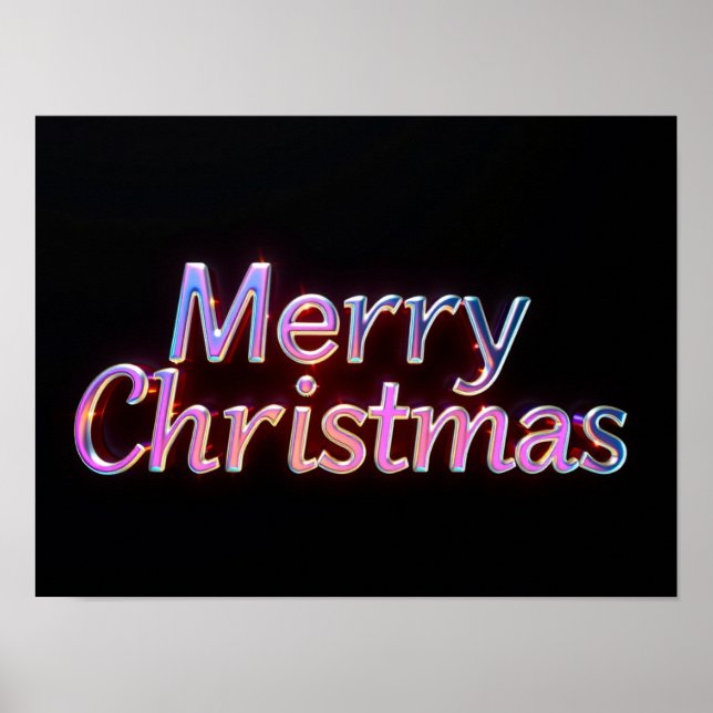 Merry Christmas Luxury Typography Poster Paper H14 (Frente)
