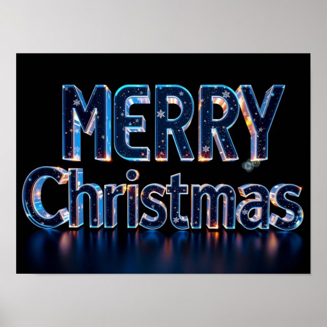 Merry Christmas Luxury Typography Poster Paper H26 (Frente)