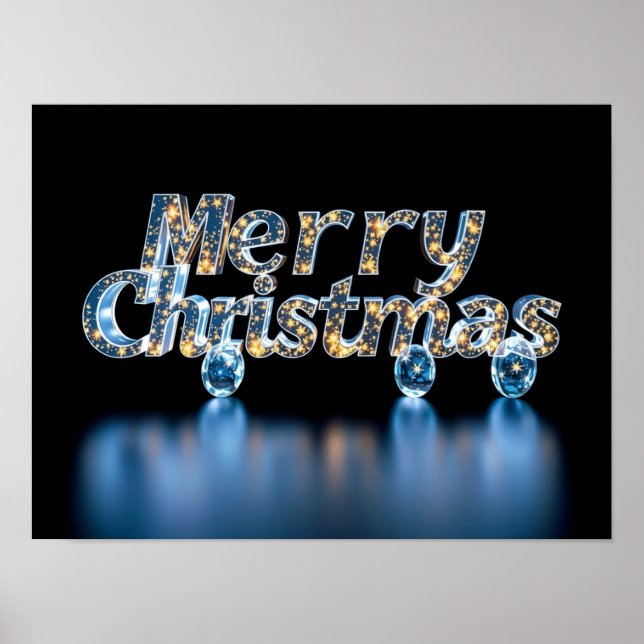 Merry Christmas Luxury Typography Poster Paper H34 (Frente)