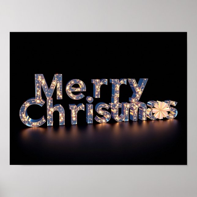 Merry Christmas Luxury Typography Poster Paper H48 (Frente)