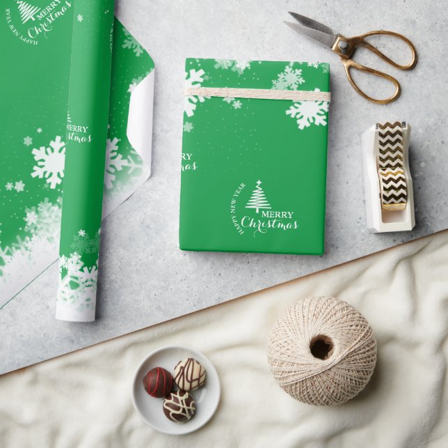 MERRY CHRISTMAS papel de embrulho de neve (Artesanato)