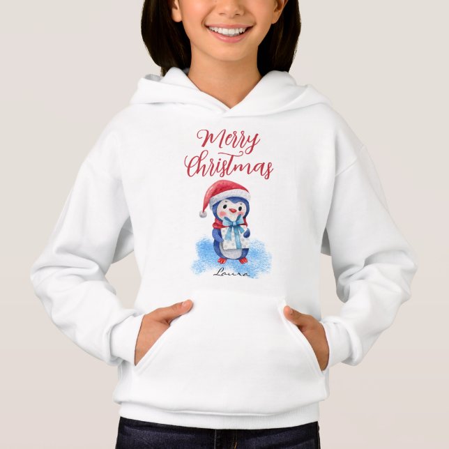 Merry Christmas Penguin Name, Youth XS - XL (Frente)