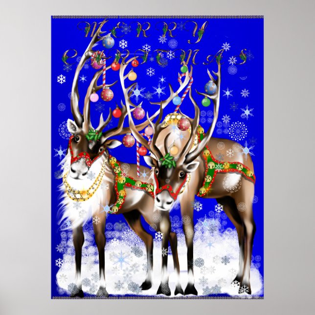 Merry Christmas Reindeer Poster (Frente)
