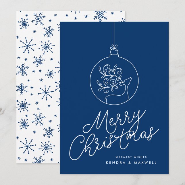 MERRY CHRISTMAS Reindeer Snowflakes (Frente/Verso)