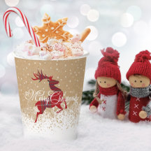 Merry Christmas Reindeer Tartan Red/Kraft ID590