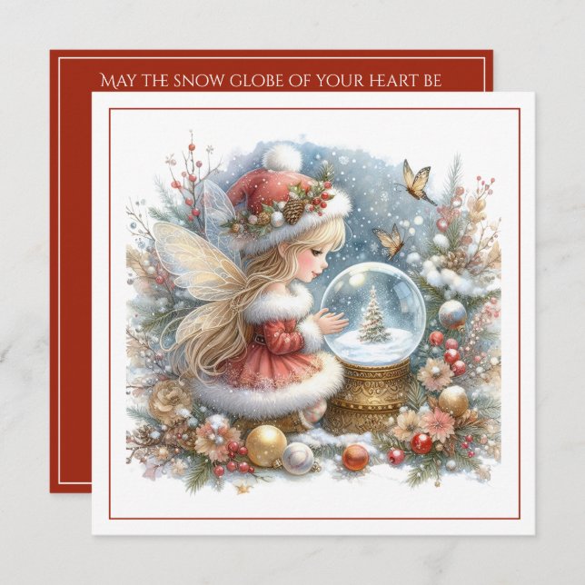 Merry Christmas – Santa Fairy with Snow Globe (Frente/Verso)