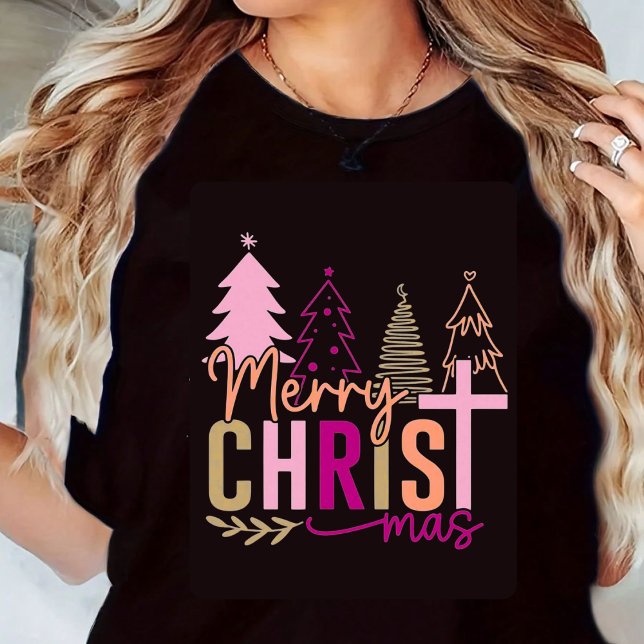Merry Christmas Tree Graphic T-Shirt For Women (Criador carregado)