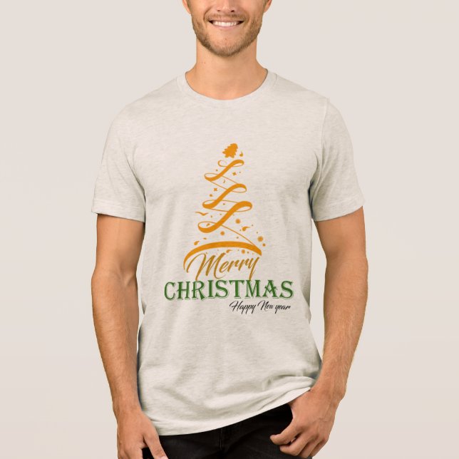 Merry Christmas Tree T-Shirt 🎅 Premium Bella+Canv (Frente)
