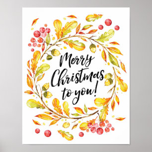 Merry Christmas watercolor poster