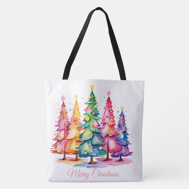 Merry Christmas Watercolor Tote Bag (Frente)