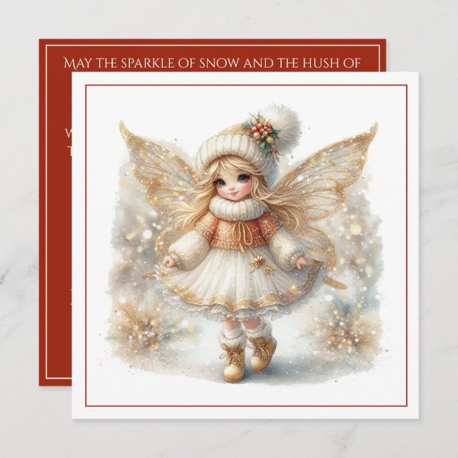 Merry Christmas – Winter Fairy with Golden Wings & (Frente/Verso)