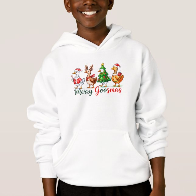 Merry Goosmas Christmas Funny Goose Tri-Blend Shir (Frente)