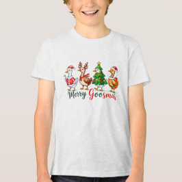 Merry Goosmas Christmas Funny Goose Tri-Blend Shir