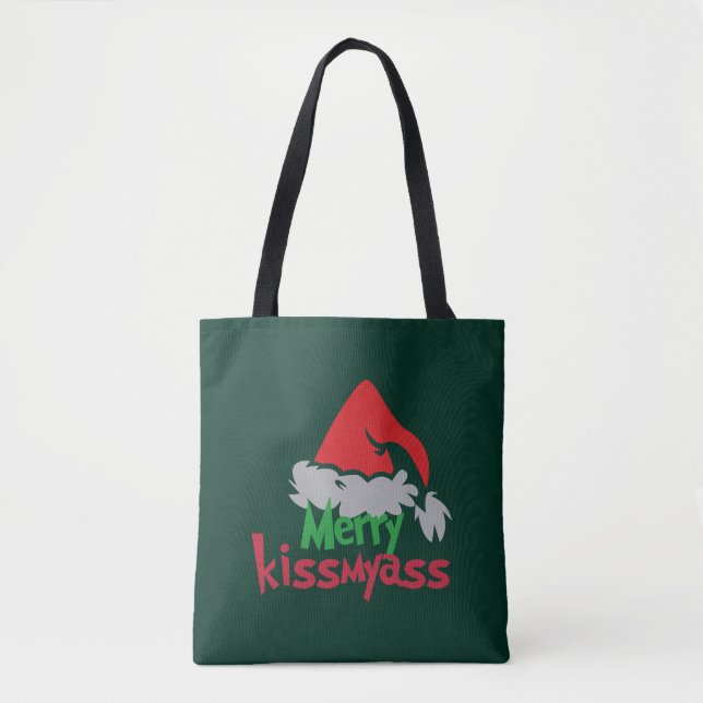 Merry Kissmyass Funny Christmas Tote Bag (Frente)