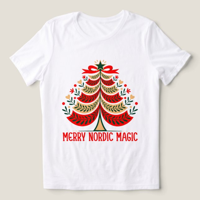 Merry Nordic Magic Folk Art Christmas Tree (Design frontal)