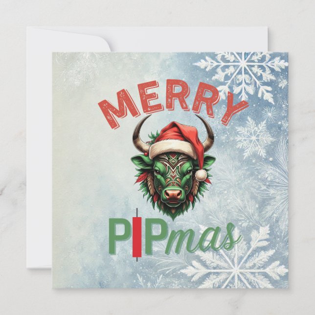 Merry PIPmas Trading Bull Christmas Design – Funny (Frente)