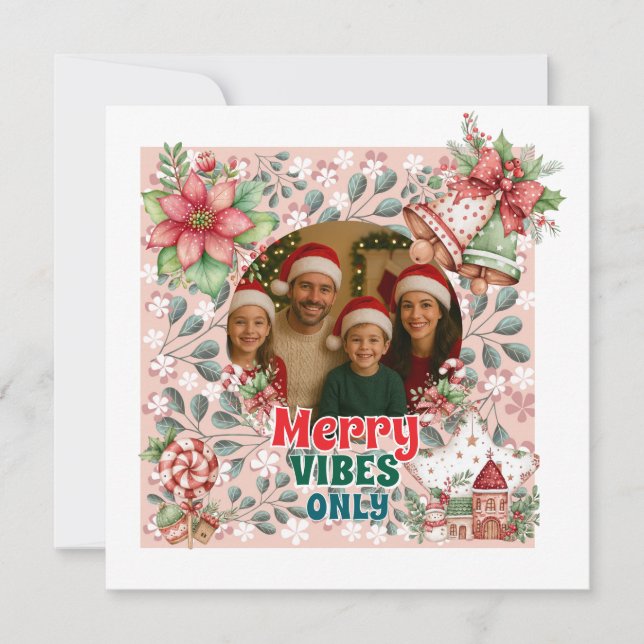 Merry Vibes Only – Funny Christmas Card  (Frente)