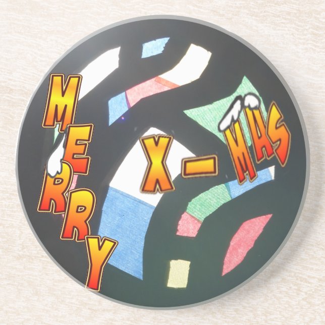 Merry Xmas Saged Glass, Stone Porta copos (Frente)