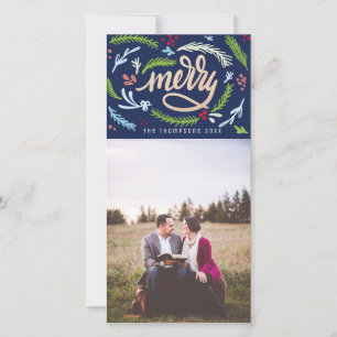 Merryscript Christmas Faux Dourado Glitter Cartão